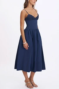 Miss Circle Ailani Taffeta Smocked Midi Dress