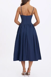 Miss Circle Ailani Taffeta Smocked Midi Dress