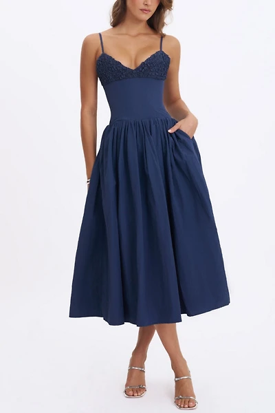Miss Circle Ailani Taffeta Smocked Midi Dress