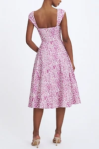 Miss Circle Wynonna Cheetah Linen Keyhole Midi Dress