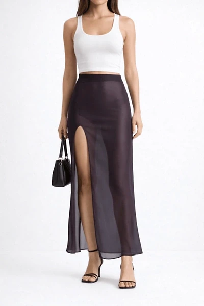 LECHERY® Lustrous Sheer High-waisted Maxi Skirt With Side Slit