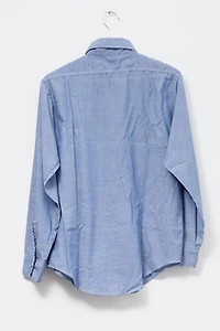 Vintage 1960s Blue Chambray Sheer Button Up Shirt Made in USA