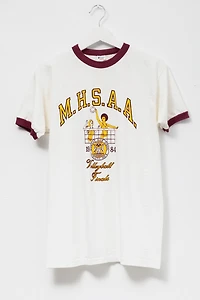 Vintage 1980s Champion Valleyball Graphic Ringer T-Shirt Made in USA