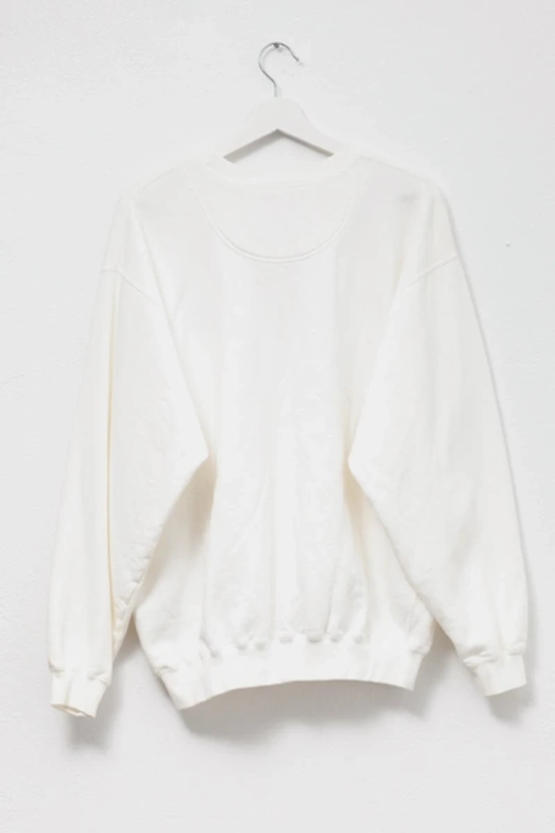 Vintage 1990s Faconnable White Embroidered Logo Crewneck Sweatshirt