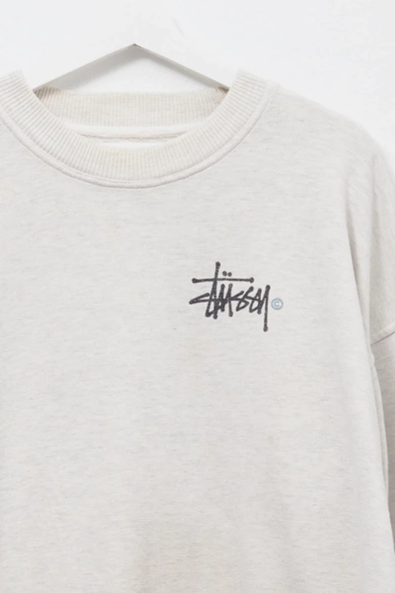 Vintage 1990s Stussy Logo Graphic Distressed Crewneck Sweatshirt