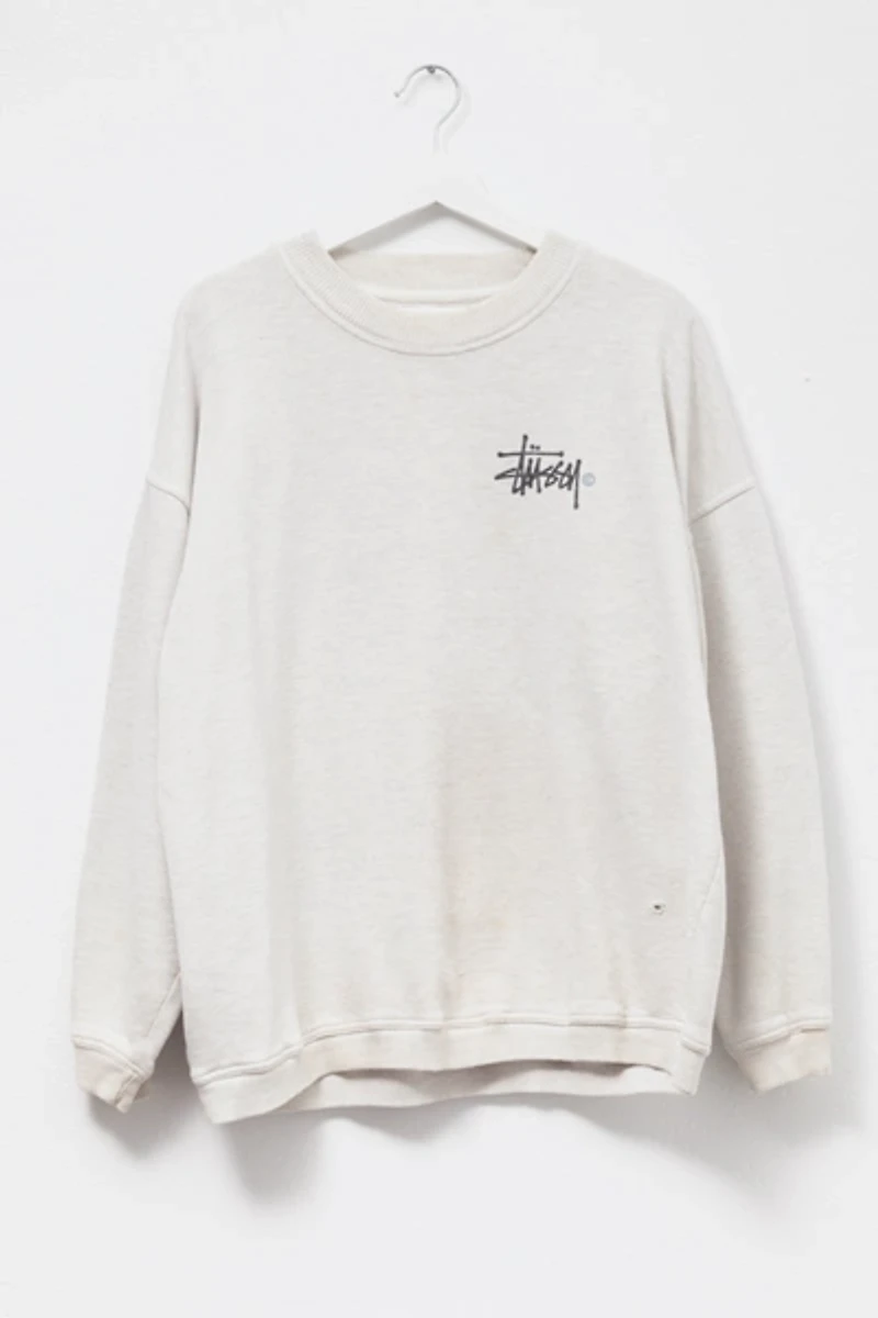 Vintage 1990s Stussy Logo Graphic Distressed Crewneck Sweatshirt