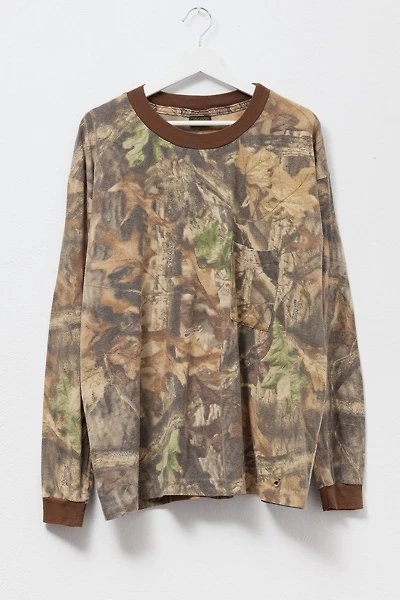 Vintage 1990s Tree Camouflage Distressed T-Shirt Single Stitch Made in USA