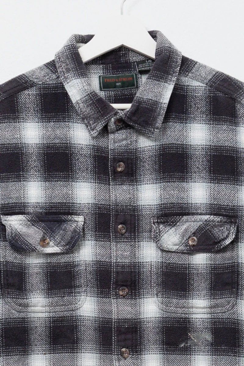 Vintage Y2K Plaid Black & White Heavyweight Cotton Button Up Shirt