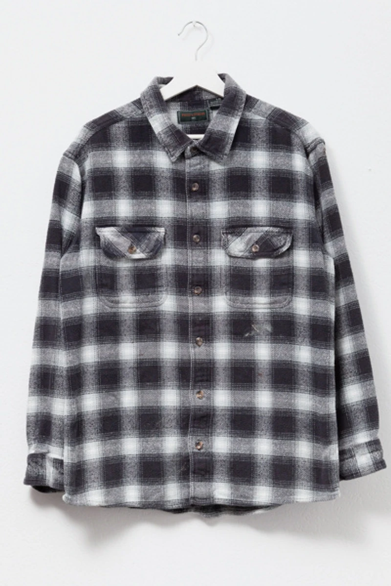 Vintage Y2K Plaid Black & White Heavyweight Cotton Button Up Shirt