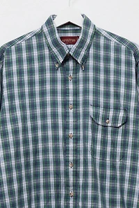 Vintage 1980s Green & Blue Check Light Weight Button Up Shirt