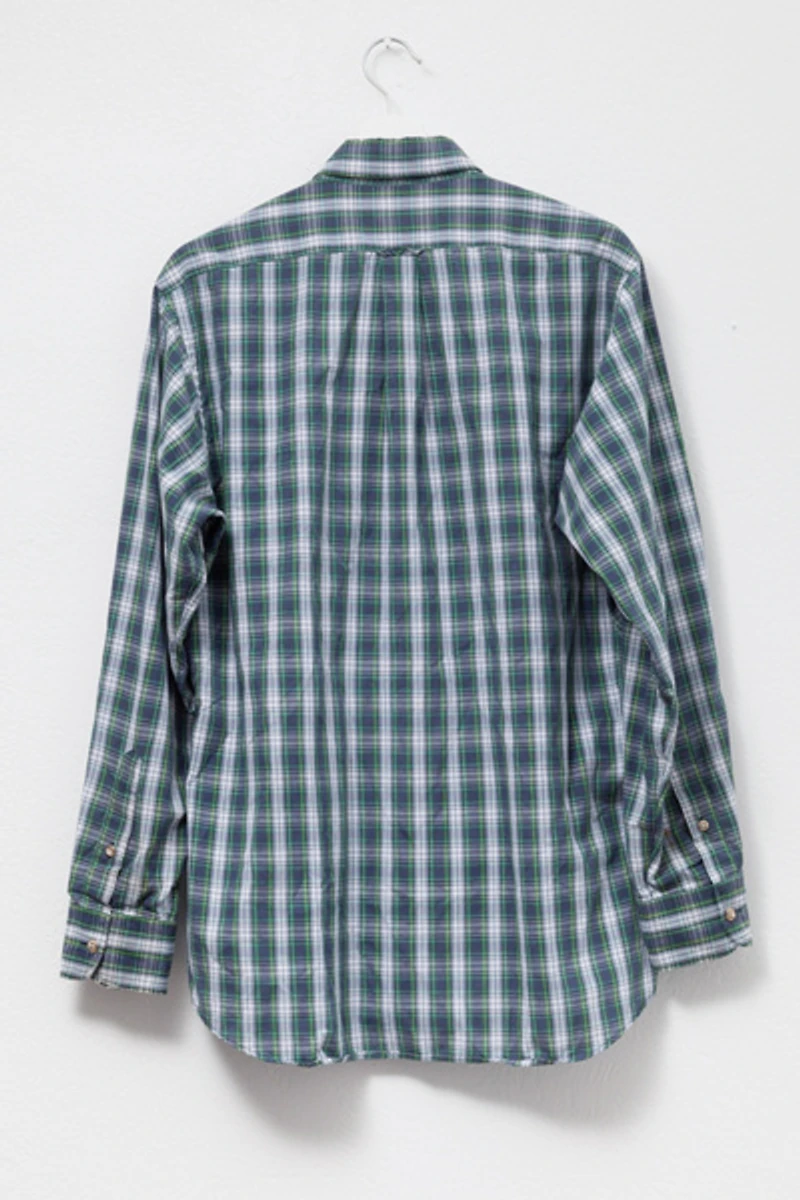 Vintage 1980s Green & Blue Check Light Weight Button Up Shirt