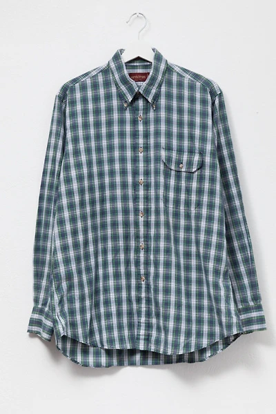 Vintage 1980s Green & Blue Check Light Weight Button Up Shirt