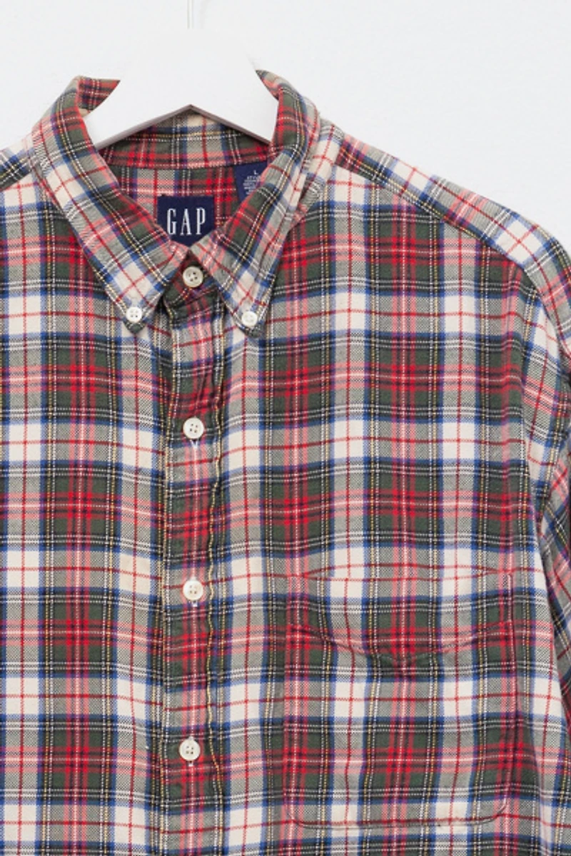 Vintage 1990s GAP Red Plaid Cotton Button Up Shirt