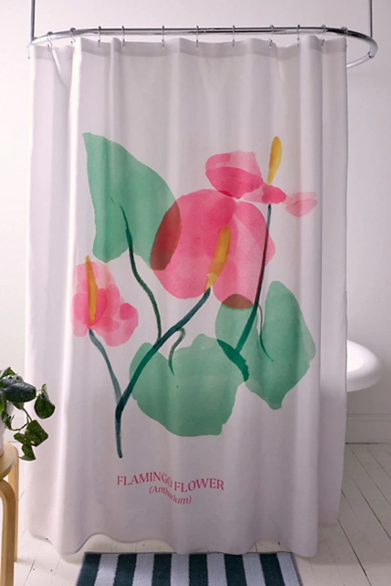 Flamingo Flower Printed Shower Curtain