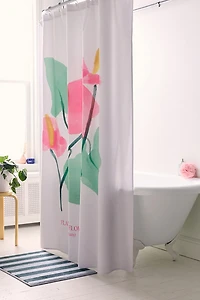 Flamingo Flower Printed Shower Curtain