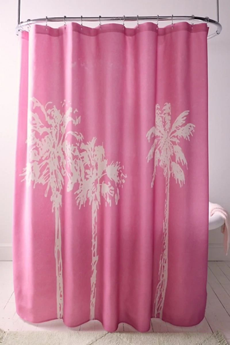 Pink Palm Trees Printed Shower Curtain