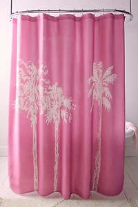 Pink Palm Trees Printed Shower Curtain