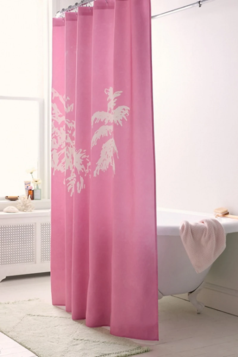 Pink Palm Trees Printed Shower Curtain