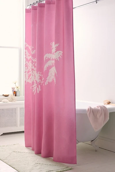 Pink Palm Trees Printed Shower Curtain