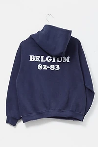 Vintage 1980s Russell Athletic Exchange Student Graphic Hoodie Sweatshirt Made in USA