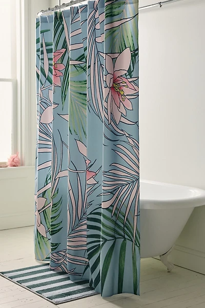 Palm Beach Floral Patterned Shower Curtain