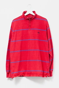 Vintage 1990s Cotton Red Striped 1/4 Zip Cotton Shirt
