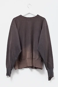Vintage 1990s Distressed Champion Reverse Weave Black Embroidered Crewneck Sweatshirt