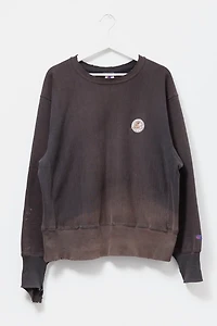 Vintage 1990s Distressed Champion Reverse Weave Black Embroidered Crewneck Sweatshirt