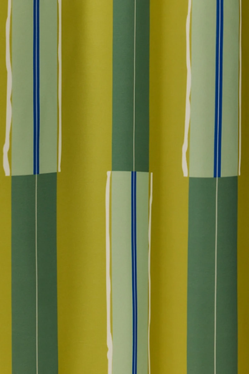 Electric Chartreuse Striped Patterned Shower Curtain
