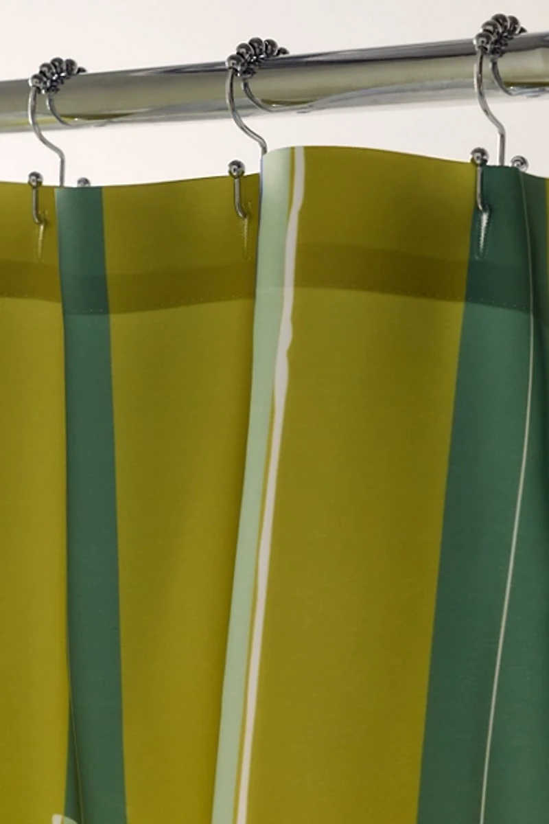 Electric Chartreuse Striped Patterned Shower Curtain