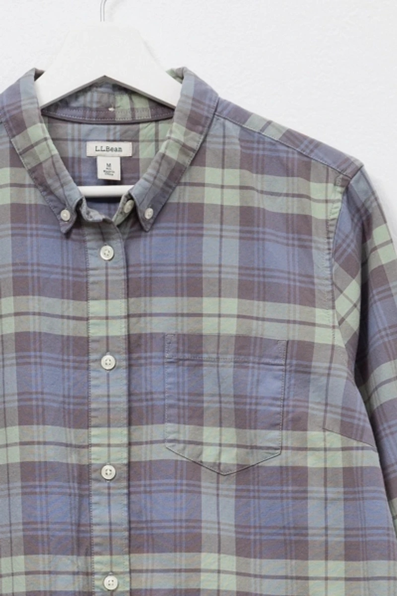 Vintage Y2K L.L. Bean Blue & Green Plaid Cotton Button Up Shirt