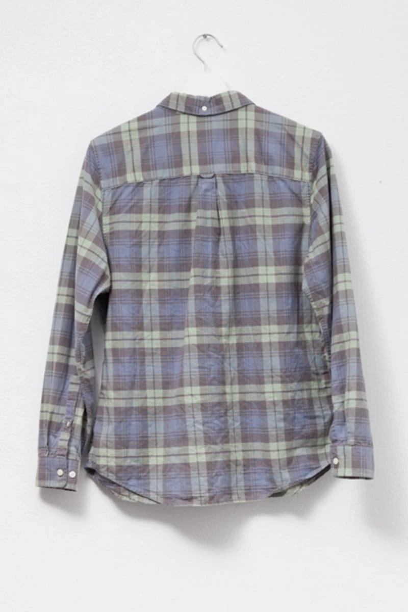 Vintage Y2K L.L. Bean Blue & Green Plaid Cotton Button Up Shirt