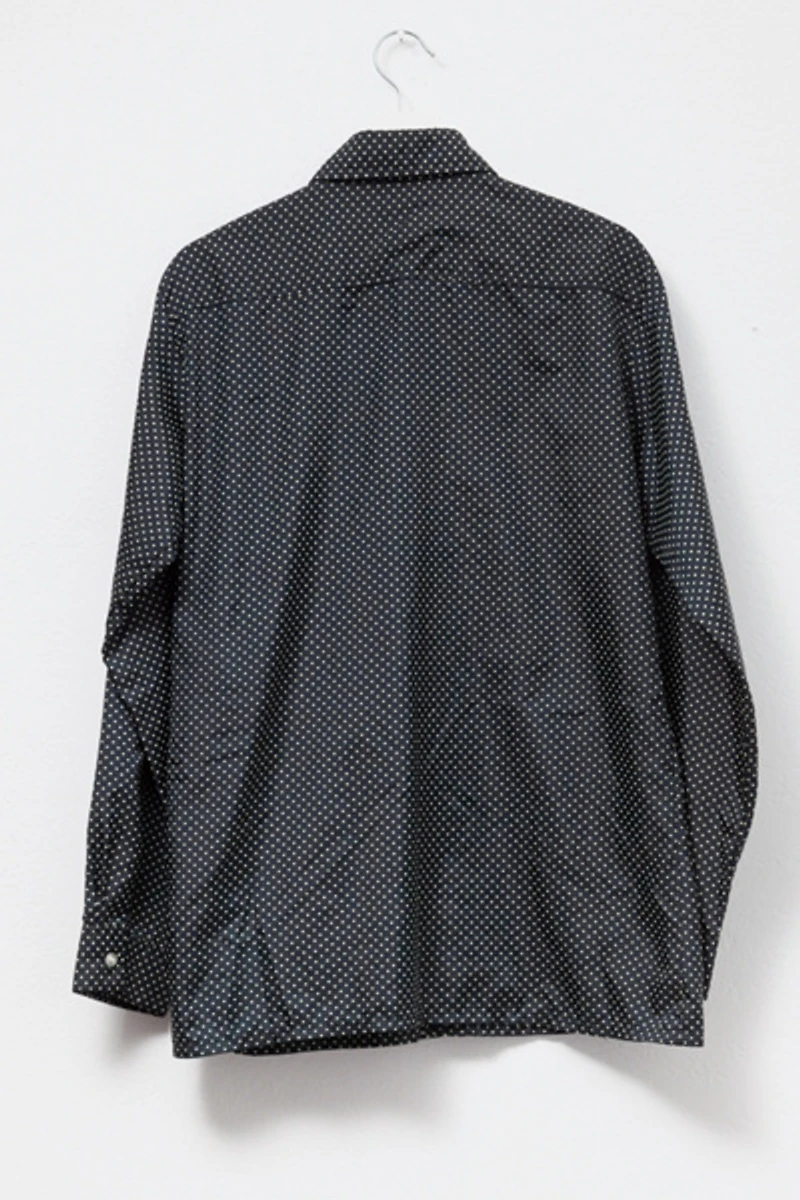 Vintage 1970s Saska Ski Wear Black Nylon Polka Dot Shirt