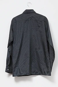 Vintage 1970s Saska Ski Wear Black Nylon Polka Dot Shirt