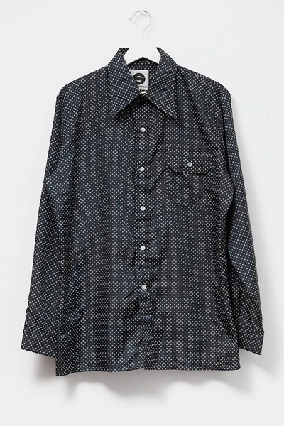 Vintage 1970s Saska Ski Wear Black Nylon Polka Dot Shirt
