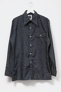 Vintage 1970s Saska Ski Wear Black Nylon Polka Dot Shirt