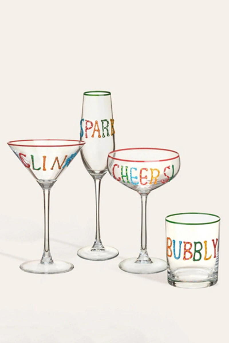 Zsa Zsa Zsu Loess Hand Printed Champagne Glass