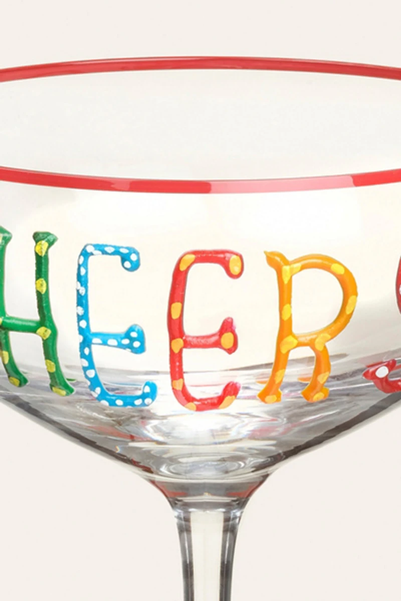 Zsa Zsa Zsu Loess Hand Printed Champagne Glass