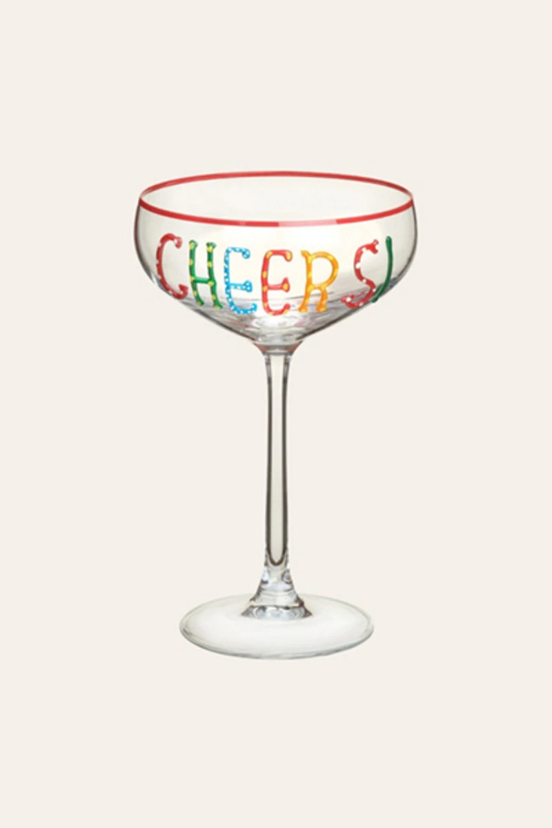 Zsa Zsa Zsu Loess Hand Printed Champagne Glass