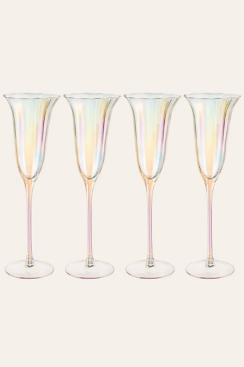 Zsa Zsa Zsu Loess Optical Glass Flute Champagne Glass Set