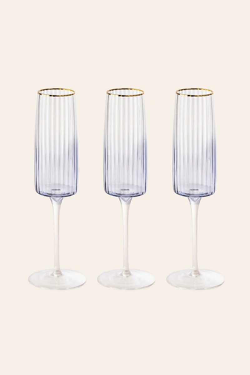 Zsa Zsa Zsu Ribbed Flute Champagne Glass Set