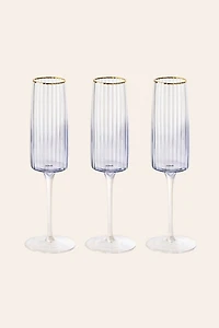 Zsa Zsa Zsu Ribbed Flute Champagne Glass Set
