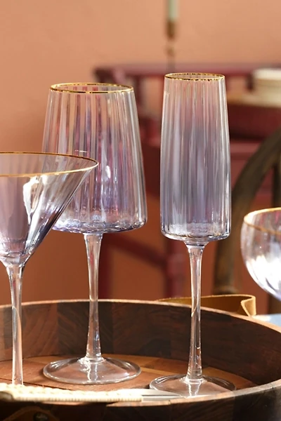 Zsa Zsa Zsu Ribbed Flute Champagne Glass Set