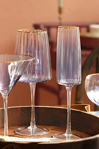 Zsa Zsa Zsu Ribbed Flute Champagne Glass Set