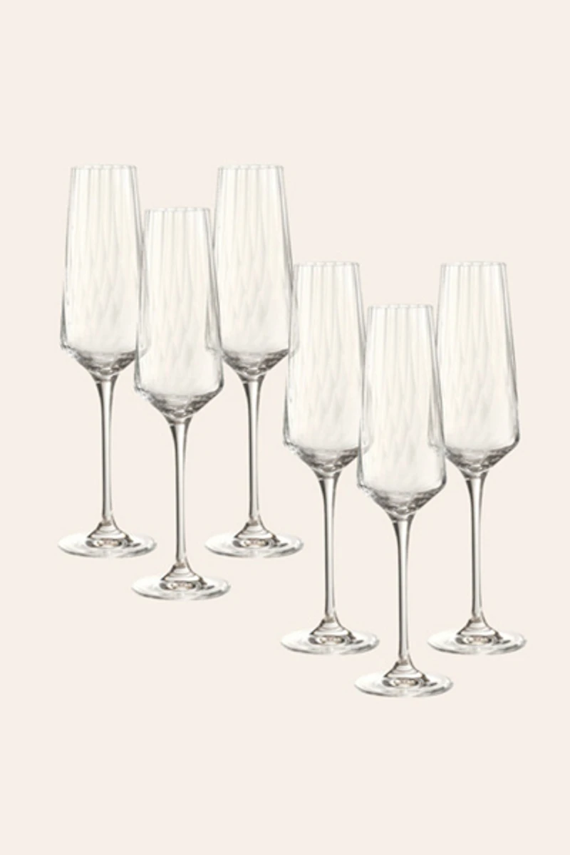 Zsa Zsa Zsu Poznan Optical Glass Flute Champagne Set