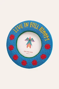 Zsa Zsu Dadri Round Decorative Beaded Wood Frame
