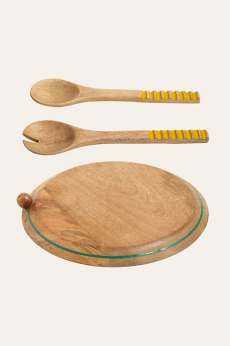 Zsa Zsa Zsu Lakri Mango Tree Salad Spoon & Serving Board Set