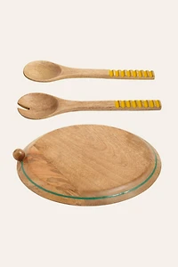 Zsa Zsa Zsu Lakri Mango Tree Salad Spoon & Serving Board Set