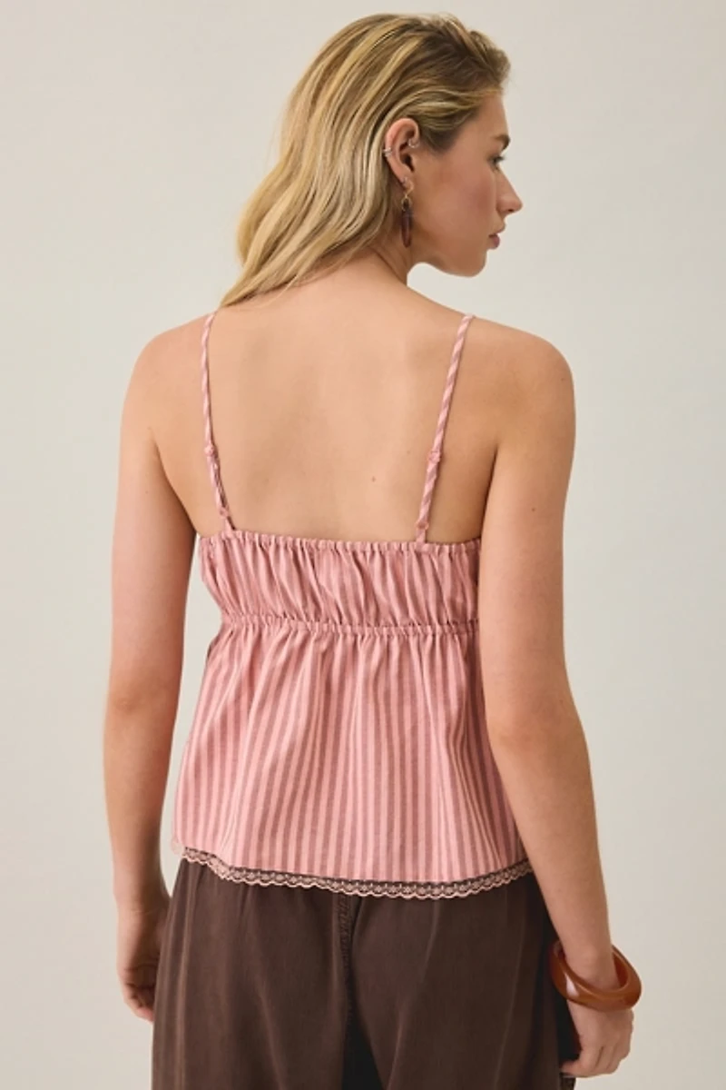 Kimchi Blue Miley Tie-Front Lace Trim Babydoll Cami