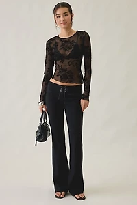 Kimchi Blue Raya Sheer Floral Burnout Mesh Long Sleeve Top